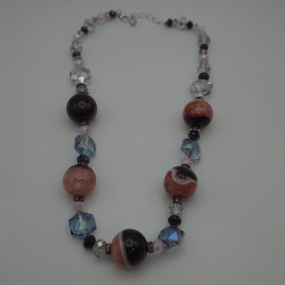 20 Inch Sterling Silver Handmade Crystal And Stone Necklace B69 - Picture 2 of 7